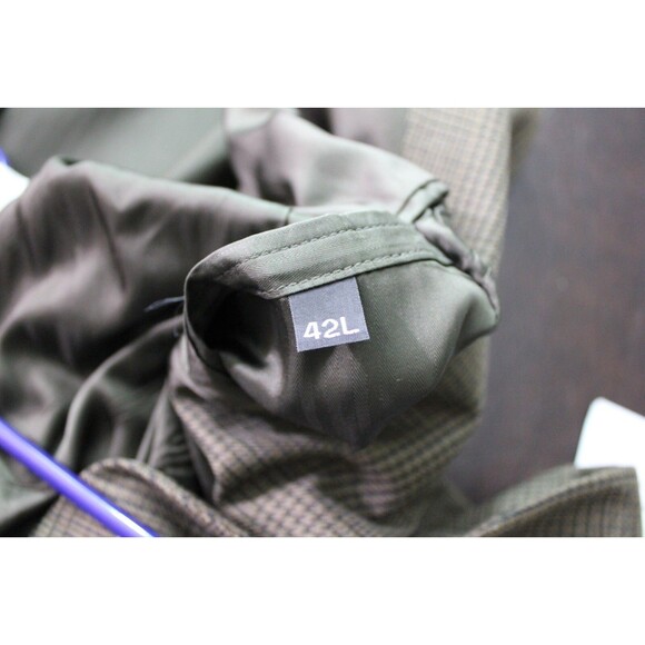 Haggar City Casual Mens Wool Blend Blazer Sport Coat Jacket Brown Glen Plaid 42L - Picture 7 of 7